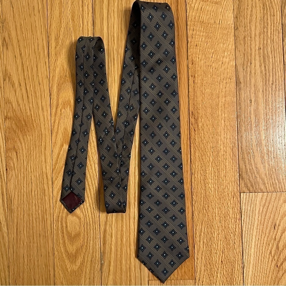 Yves Saint Laurent Neck Tie Men’s Brown Black Pattern Silk - Picture 2 of 4